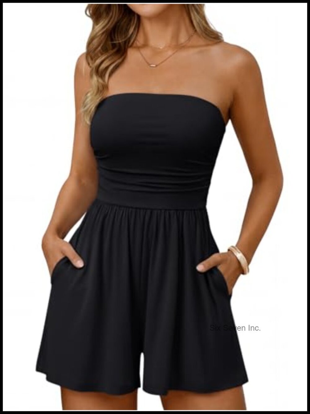 Strapless Romper Dressy Casual Wide Leg Tube Top One Piece Short Jumpsuit